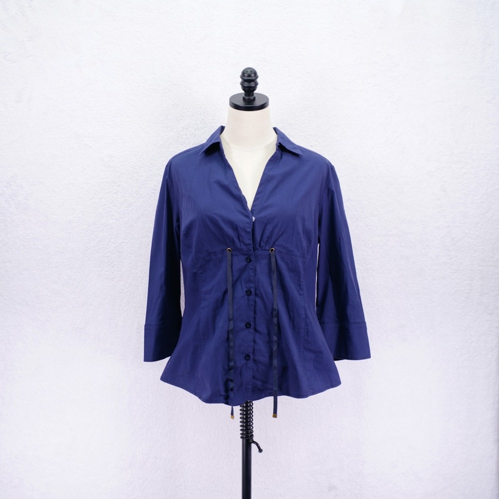 Cato -Large- Purple Button Up Blouse Top Collared Cotton Polyester Spandex